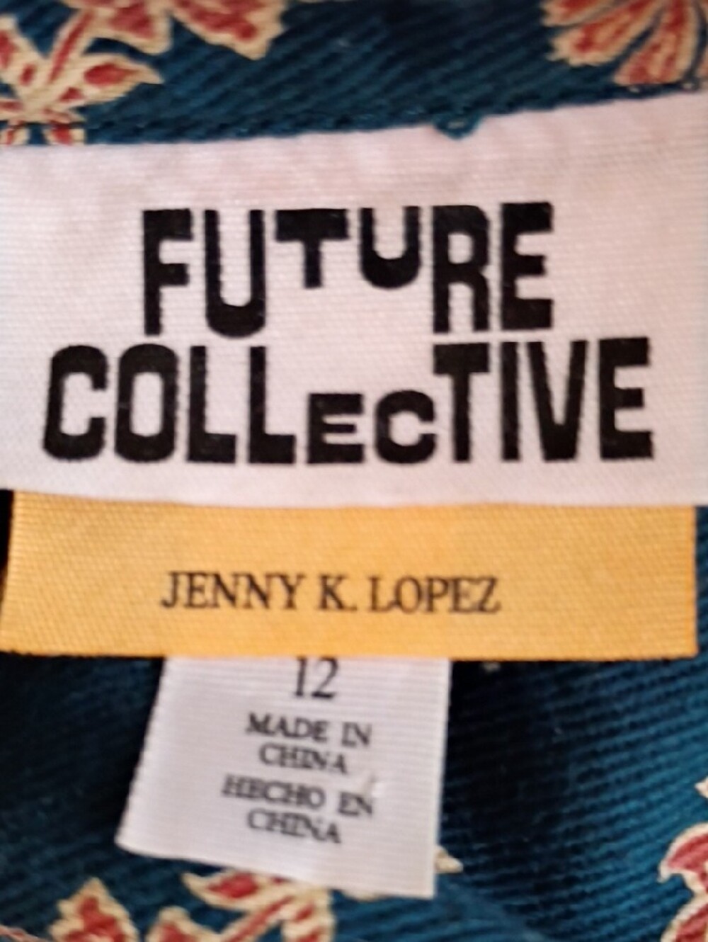 Teal Floral Utility Jumpsuit NWOT By Future Collective Size 12 - Picture 9 of 10